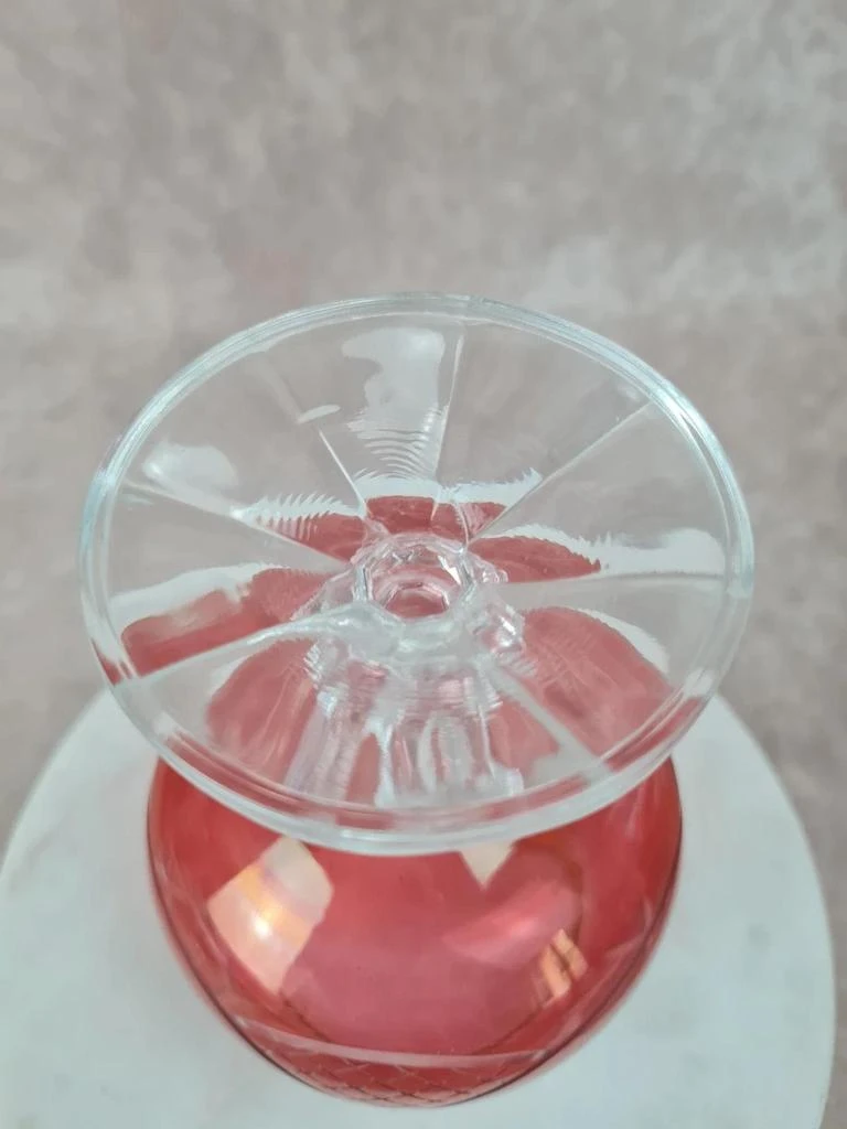 Antigo globo de vidro em cristal vermelho lapidado e dourado 🥂 – photo 5